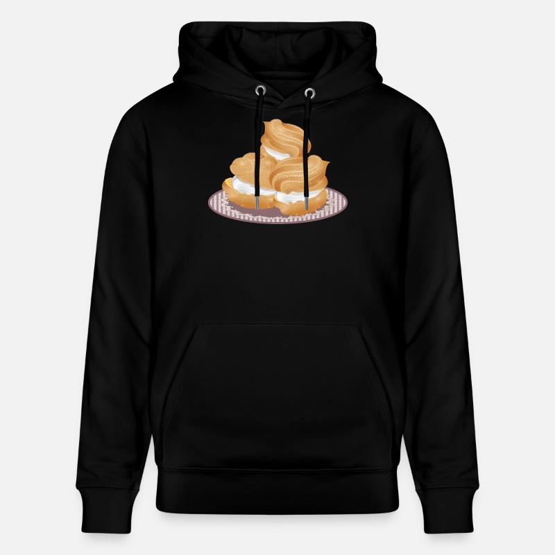 Illustration von drei gefüllten Windbeutel - Stanley/Stella Unisex Bio-Hoodie CRUISER  - Schwarz