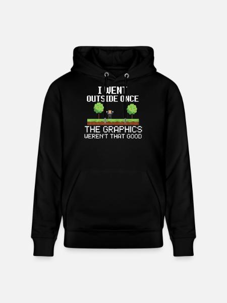 I Went Outside Once Pixel Meme - Stanley/Stella CRUISER Unisex Organic Hoodie - black