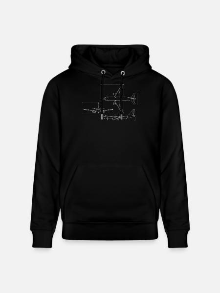 Airplane Blueprint Technical Drawing - Stanley/Stella CRUISER Unisex Organic Hoodie - black