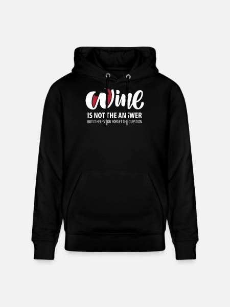 Wine is not the answer (dark) - Stanley/Stella CRUISER Unisex Organic Hoodie - black