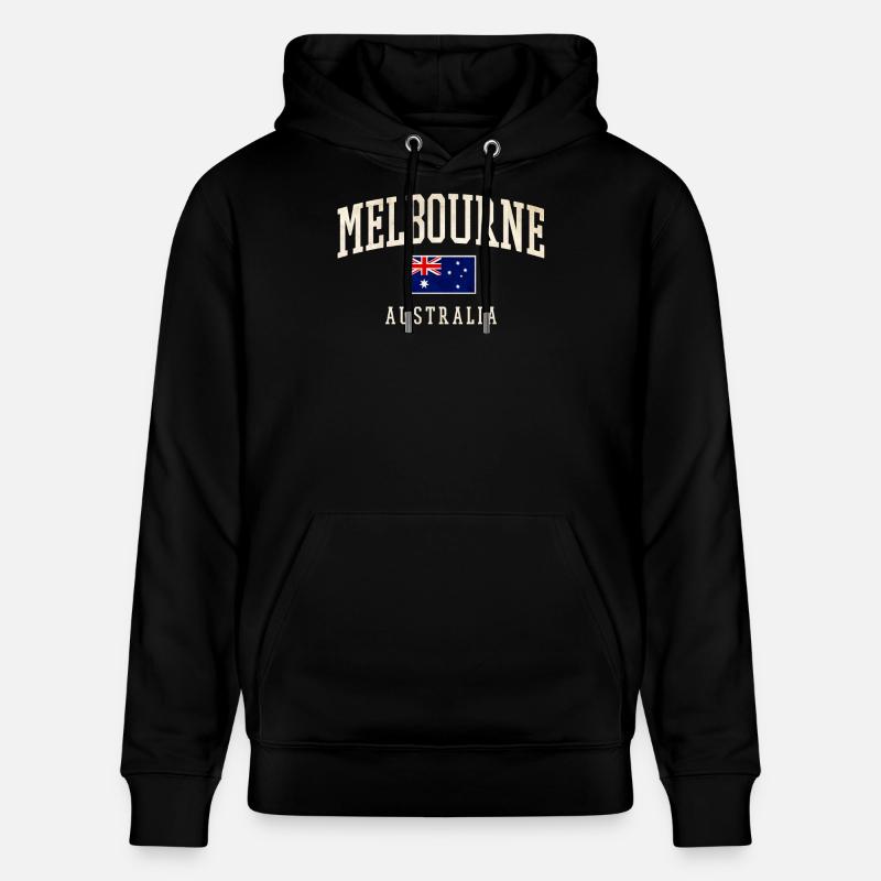 Melbourne, Australie, Design avec drapeau - Sweat à capuche bio CRUISER Stanley/Stella Unisexe - noir
