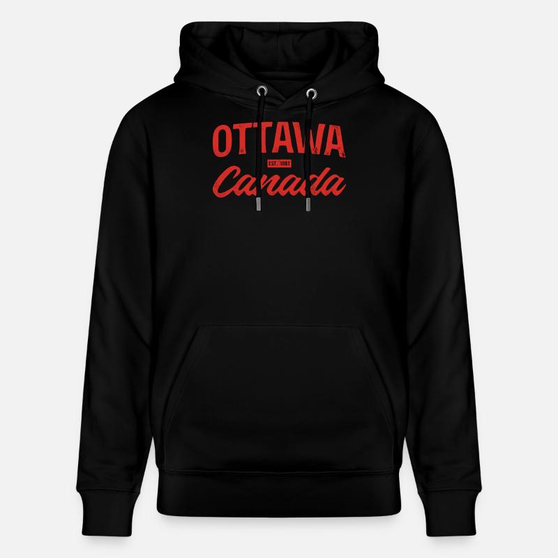 Ottawa Canada Retro Script Rouge - Sweat à capuche bio CRUISER Stanley/Stella Unisexe - noir
