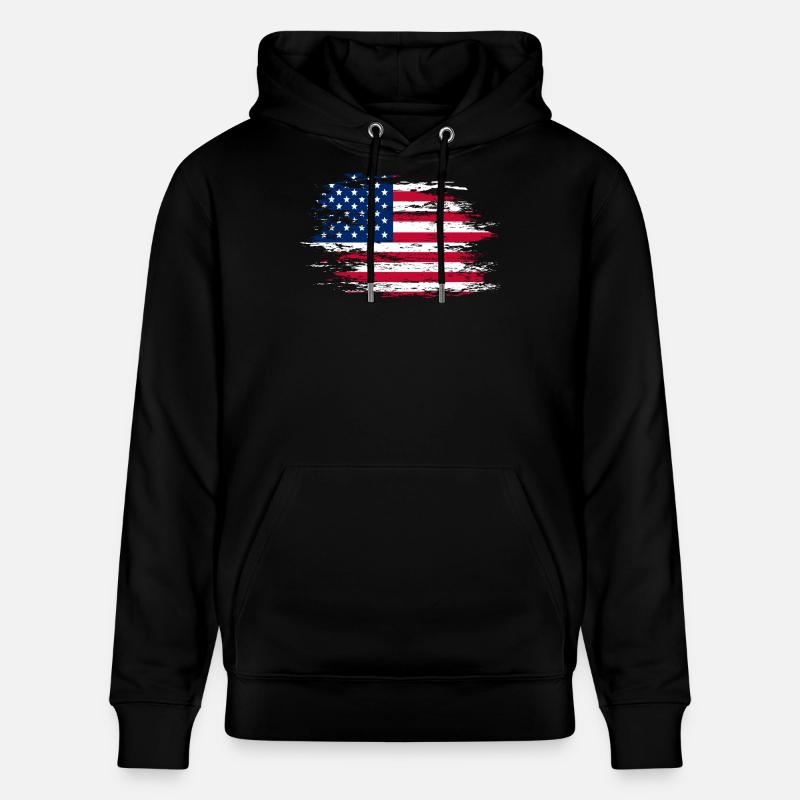Drapeau des États-Unis utilisé - Sweat à capuche bio CRUISER Stanley/Stella Unisexe - noir