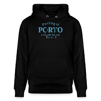 Porto a Cidade Invicta Logo - Sweat à capuche bio CRUISER Stanley/Stella Unisexe - noir - Devant - Alina (178cm) & Michal (187cm)
