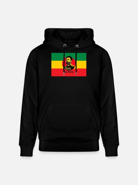 REGGAE FLAG - HAILE SELASSIE - JAH RASTAFARI - Stanley/Stella CRUISER Unisex Organic Hoodie - black