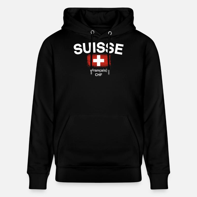 Drapeau suisse CHF Français - Sweat à capuche bio CRUISER Stanley/Stella Unisexe - noir