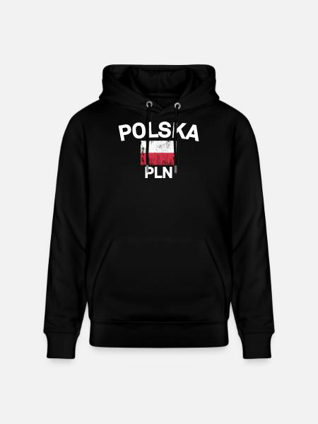 Polska Flag PLN Emblem - Stanley/Stella CRUISER Unisex Organic Hoodie - black