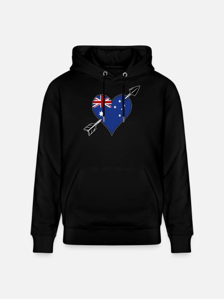 Australia flag heart in love - Stanley/Stella CRUISER Unisex Organic Hoodie - black