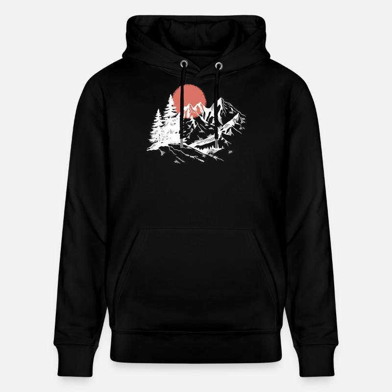 Sunset Peak Silhouette - Stanley/Stella Unisex Bio-Hoodie CRUISER  - Schwarz