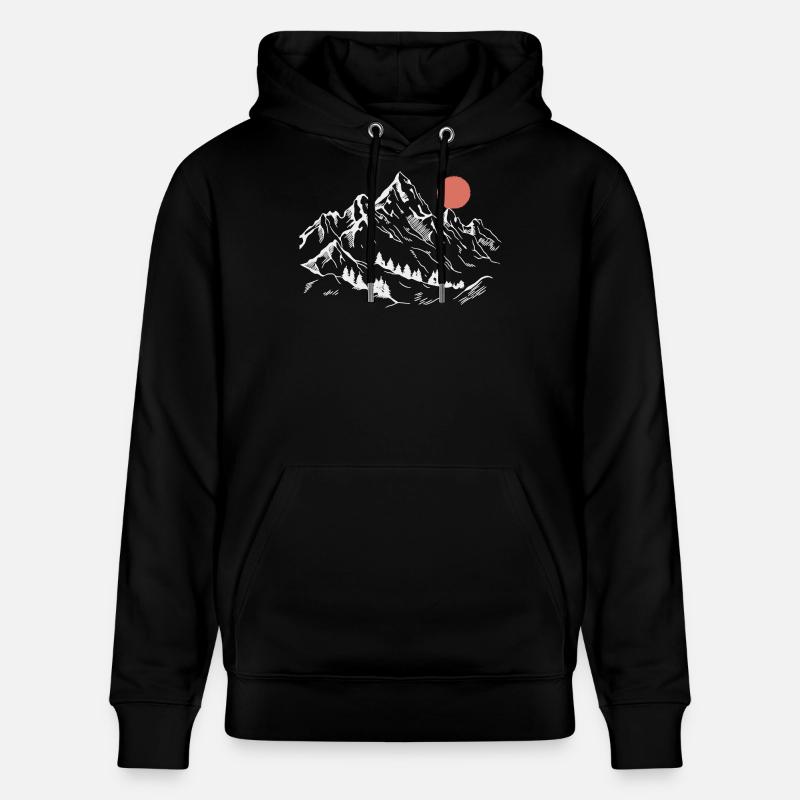 Pics enneigés sous le soleil rouge - Sweat à capuche bio CRUISER Stanley/Stella Unisexe - noir