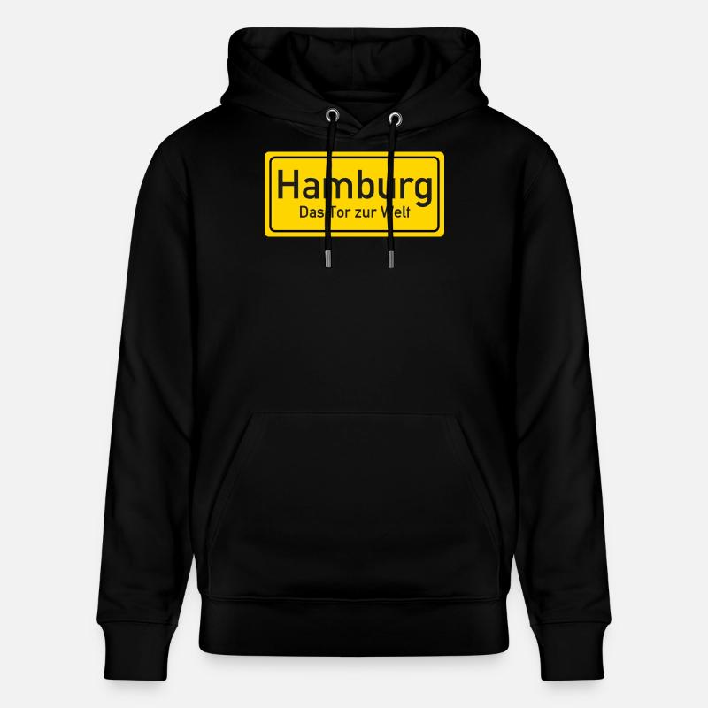 Hamburger Ortsschild Deutschland - Stanley/Stella Unisex Bio-Hoodie CRUISER - Schwarz