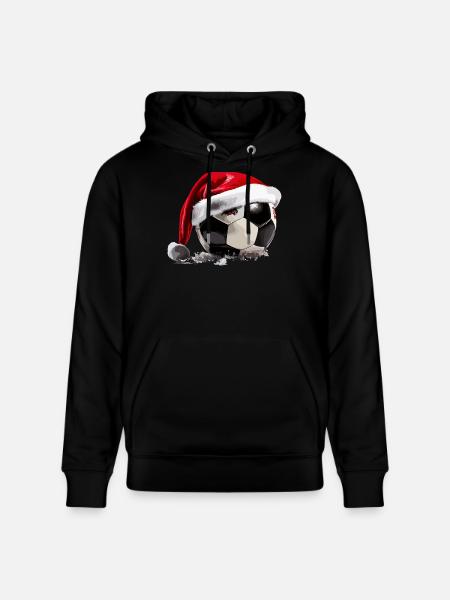 Soccer Christmas Santa Hat Ball - Stanley/Stella CRUISER Unisex Organic Hoodie - black