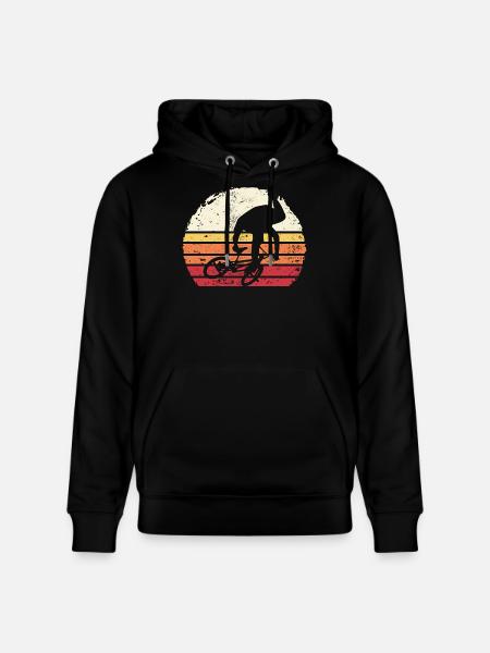 Retro Sunset Cyclist Silhouette - Stanley/Stella CRUISER Unisex Organic Hoodie - black