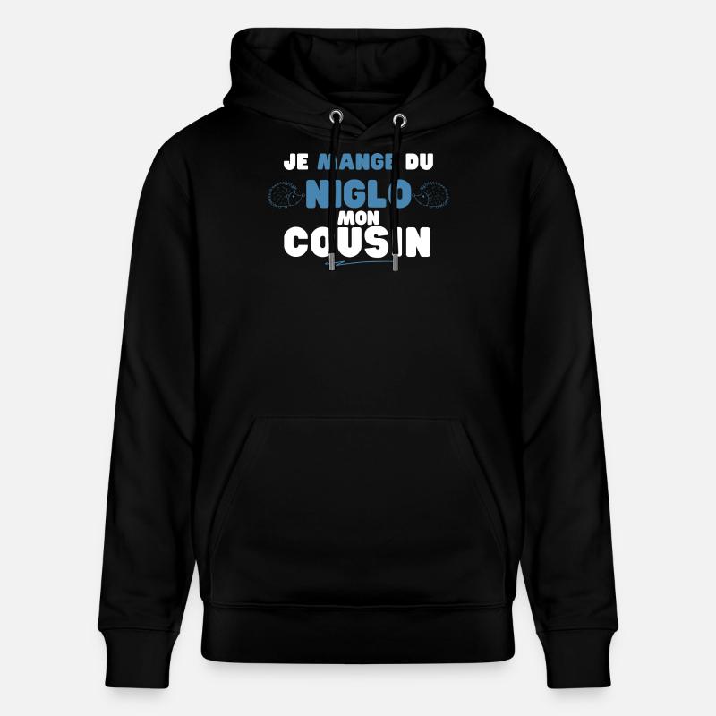 Niglo Cousin : Humour Hérisson Bleu - Sweat à capuche bio CRUISER Stanley/Stella Unisexe - noir