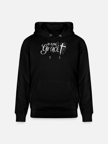 Amazing Grace Lettering - Stanley/Stella CRUISER Unisex Organic Hoodie - black