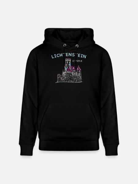 Lichtenstein Castle, Germany, Hand Drawing - Stanley/Stella CRUISER Unisex Organic Hoodie - black