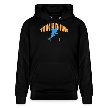 TOUCH DOWN - Stanley/Stella CRUISER Unisex Organic Hoodie - black - Front - Alina (178cm) & Michal (187cm)