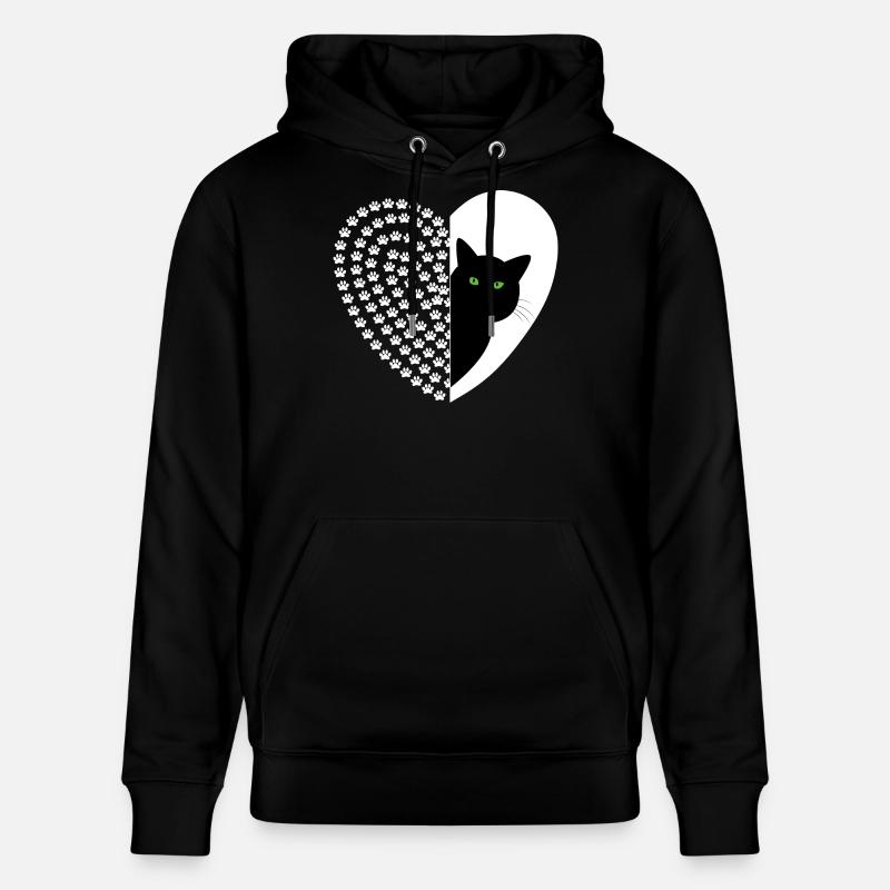 Schwarze Katze mit Blumenmuster - Stanley/Stella Unisex Bio-Hoodie CRUISER  - Schwarz