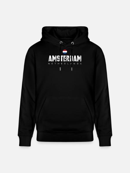 Amsterdam Bold Distressed Typography - Stanley/Stella CRUISER Unisex Organic Hoodie - black