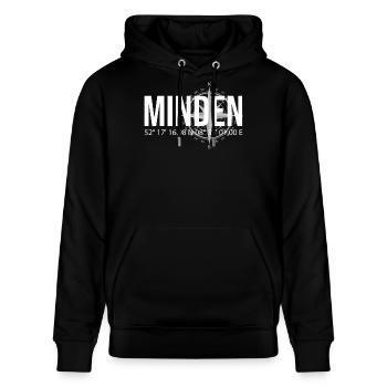 Koordinaten Minden - Stanley/Stella Unisex Bio-Hoodie CRUISER  - Schwarz - Vorne - Alina (178cm) & Michal (187cm)