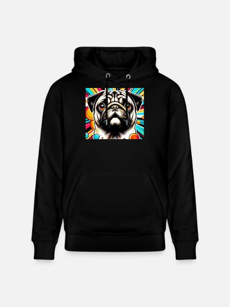 Pug Dog Pop Art - Stanley/Stella CRUISER Unisex Organic Hoodie - black