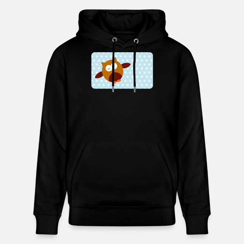 Lustige Eule mit Sternchen blau | personalisierbar - Stanley/Stella Unisex Bio-Hoodie CRUISER  - Schwarz