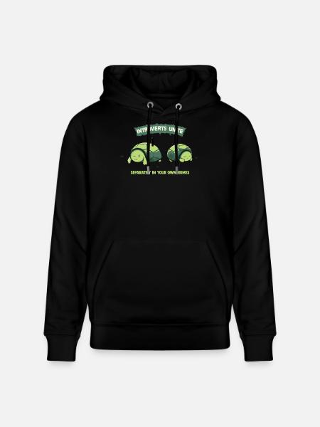 Introverts Unite Turtles - Stanley/Stella CRUISER Unisex Organic Hoodie - black