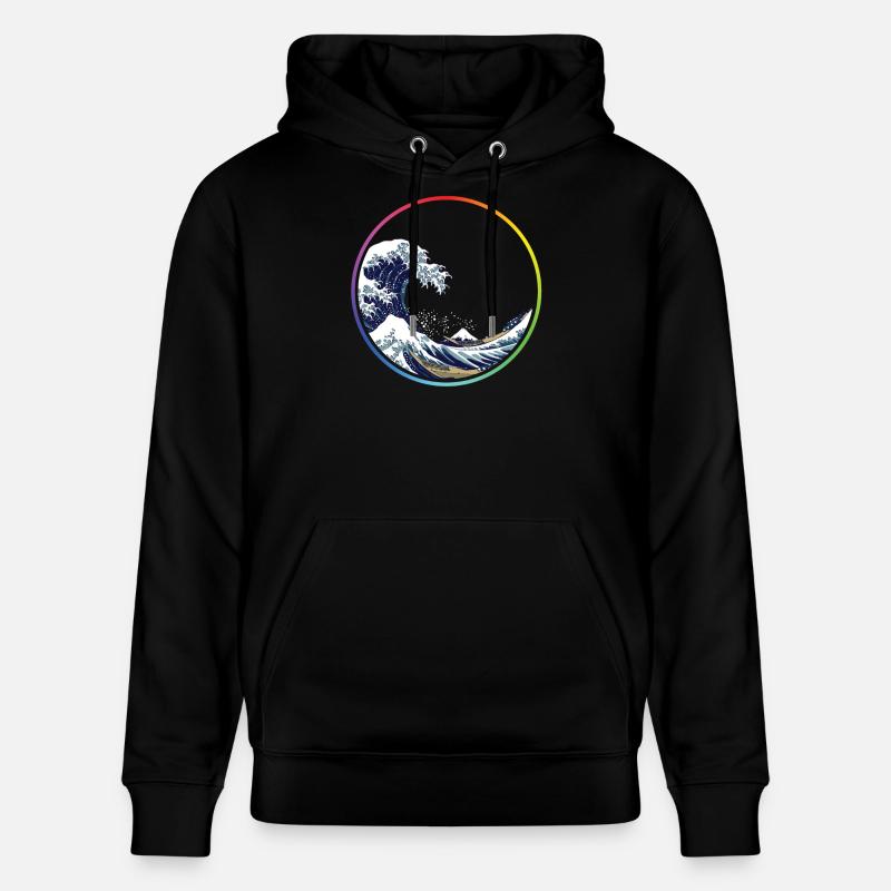 Cercle de vagues arc-en-ciel - Sweat à capuche bio CRUISER Stanley/Stella Unisexe - noir