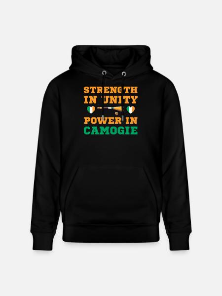 Strength in unity, power in Camogie - Stanley/Stella CRUISER Unisex Organic Hoodie - black