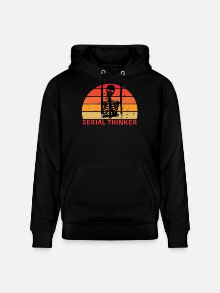 Serial Thinker Skeleton Thinking Retro Sunset - Stanley/Stella Unisex Bio-Hoodie CRUISER  - Schwarz