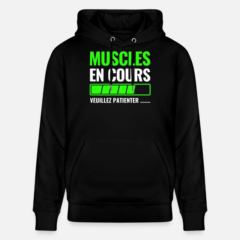 Muscles en cours veuillez patienter - Sweat à capuche bio CRUISER Stanley/Stella Unisexe - noir
