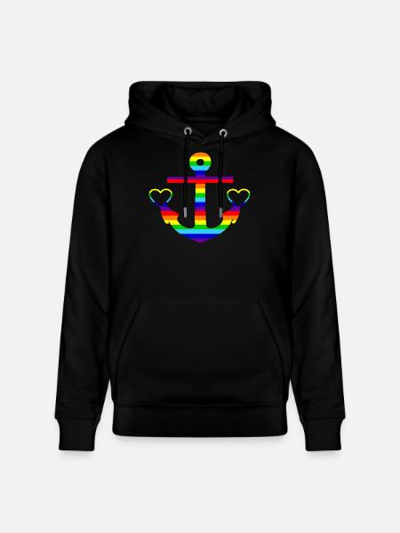 Anker Regenbogen bunt - Stanley/Stella Unisex Bio-Hoodie CRUISER - Schwarz