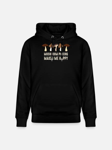 Mushroom picking makes me happy - Stanley/Stella CRUISER Unisex Organic Hoodie - black