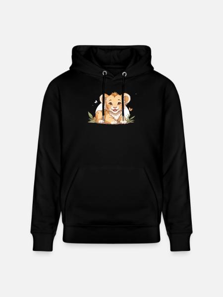 Lion cub with butterflies - Stanley/Stella CRUISER Unisex Organic Hoodie - black