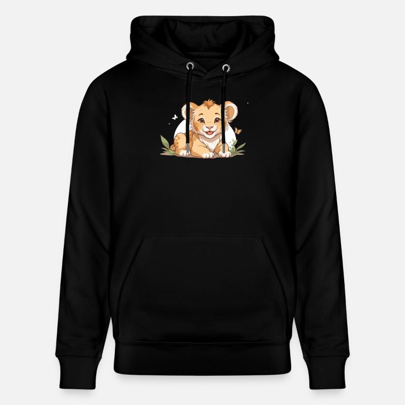 Lionceau avec des papillons - Sweat à capuche bio CRUISER Stanley/Stella Unisexe - noir