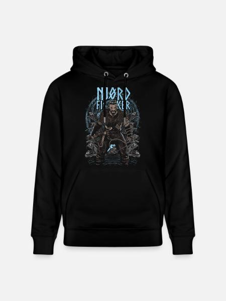 Njørd Fisker - Viking - blue - Stanley/Stella CRUISER Unisex Organic Hoodie - black