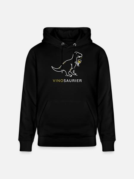 Vinosaurier mit Weinglas - Stanley/Stella Unisex Bio-Hoodie CRUISER - Schwarz