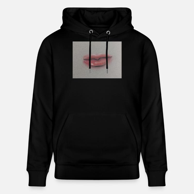 Expressive Lippenkunst auf Graufolie - Stanley/Stella Unisex Bio-Hoodie CRUISER  - Schwarz