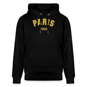 12e arrondissement de PARIS - Sweat à capuche bio CRUISER Stanley/Stella Unisexe - noir - Devant - Alina (178cm) & Michal (187cm)