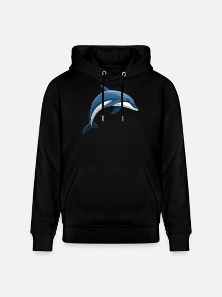 Dolphin jumping blue and white - Stanley/Stella CRUISER Unisex Organic Hoodie - black