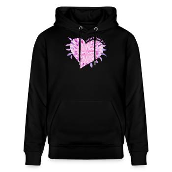 SeelenBlüten Herzkraft - Sonja Ariel von Staden - Stanley/Stella Unisex Bio-Hoodie CRUISER  - Schwarz - Vorne - Alina (178cm) & Michal (187cm)