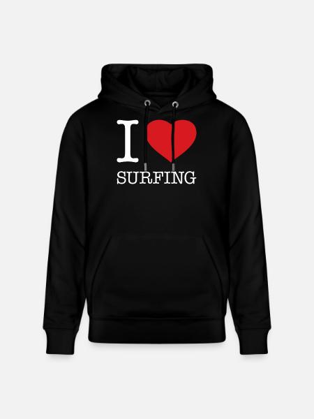 I LOVE SURFING - Stanley/Stella CRUISER Unisex Organic Hoodie - black