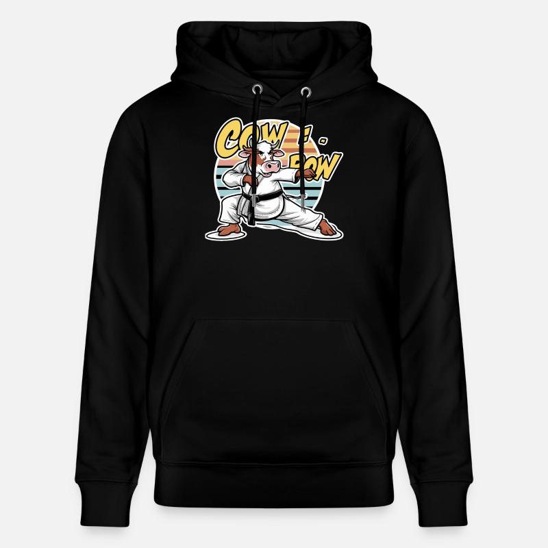 Vache Karaté Dojo Rétro - Sweat à capuche bio CRUISER Stanley/Stella Unisexe - noir