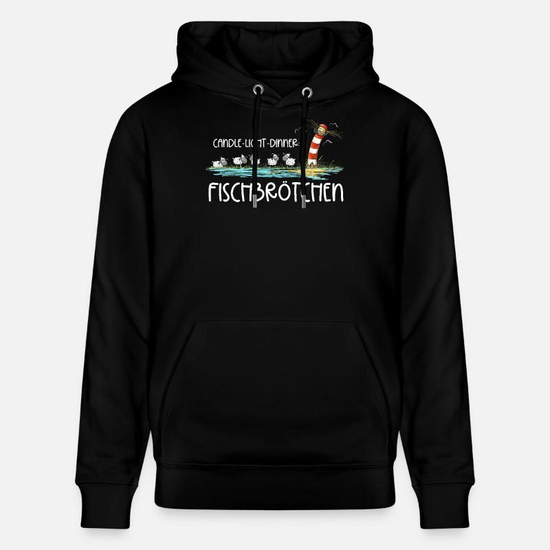 Candle Light Dinner Fischbrötchen Meer Spruch - Stanley/Stella Unisex Bio-Hoodie CRUISER - Schwarz