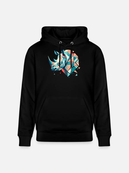 Abstract Rhinoceros – Geometric Strength - Stanley/Stella CRUISER Unisex Organic Hoodie - black
