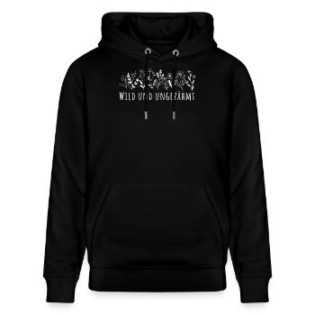 wild und ungezahmt wiesenblumen illustration na - Stanley/Stella Unisex Bio-Hoodie CRUISER  - Schwarz - Vorne - Alina (178cm) & Michal (187cm)