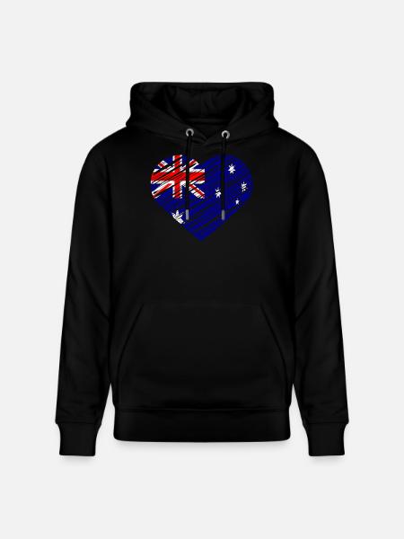 Australian Flag Heart Design - Stanley/Stella CRUISER Unisex Organic Hoodie - black