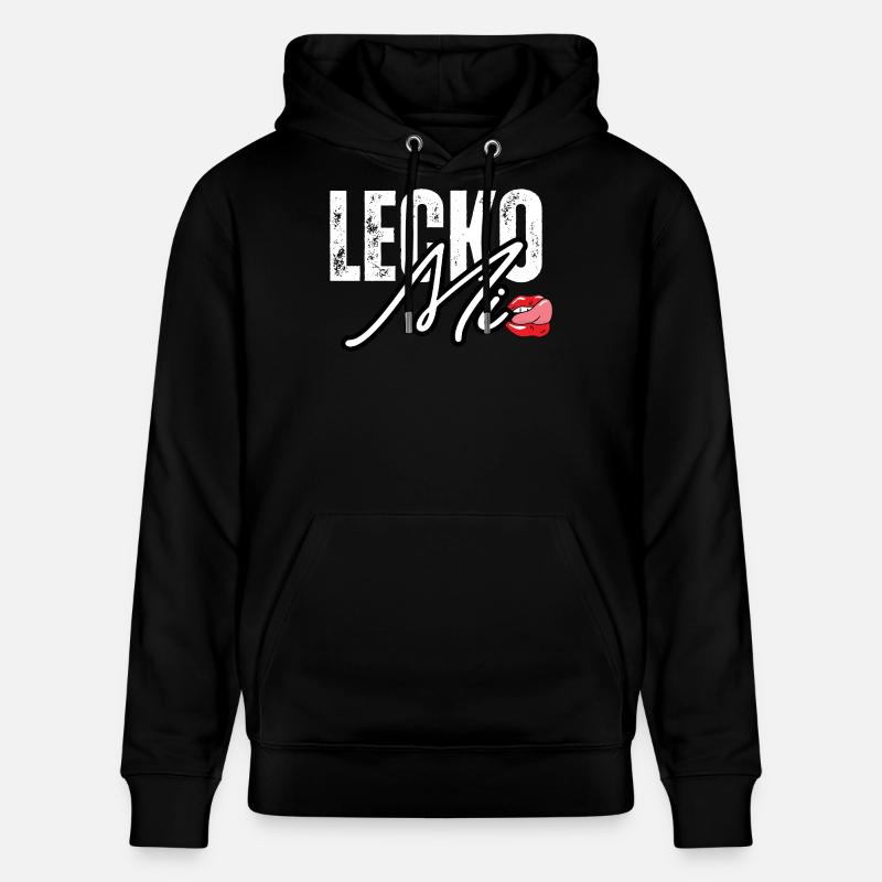 Lederoptik mit Lippenakzent - Stanley/Stella Unisex Bio-Hoodie CRUISER  - Schwarz