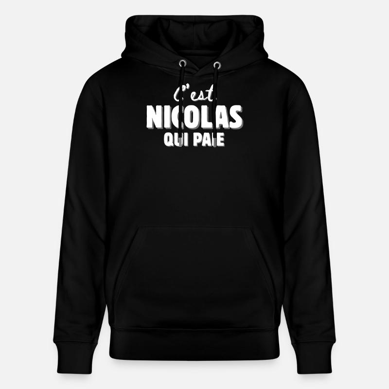 Nicolas. prénom Nicolas - Sweat à capuche bio CRUISER Stanley/Stella Unisexe - noir
