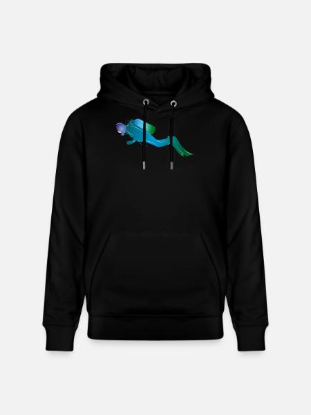 Diver silhouette in blue-green tones - Stanley/Stella CRUISER Unisex Organic Hoodie - black